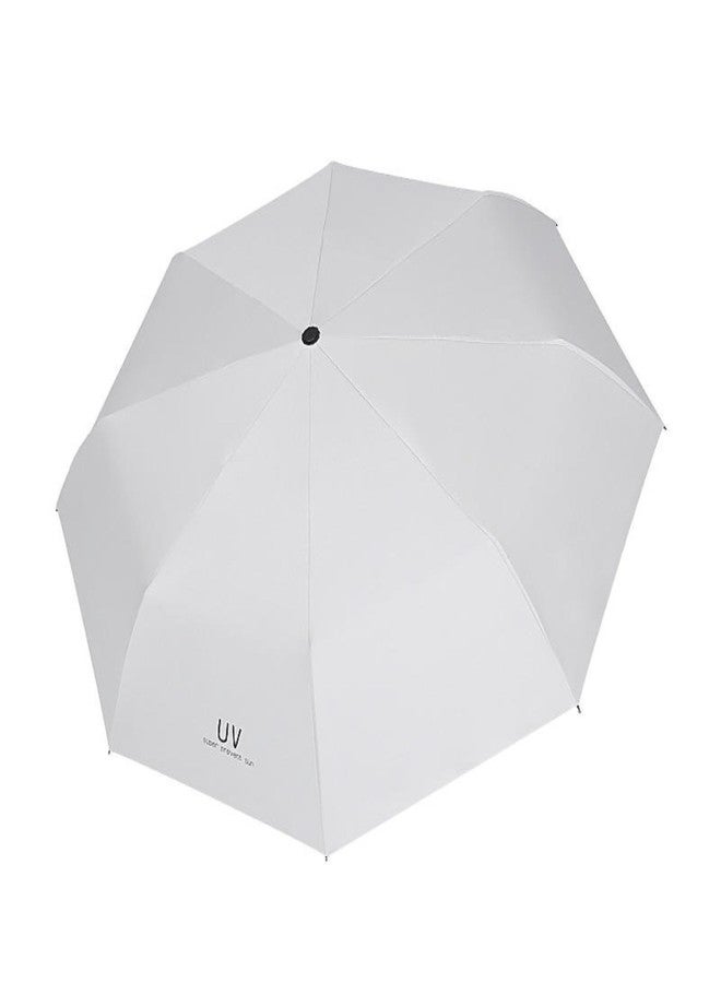 Ameedarshan 3 Fold UV Sunshade & Rain Block Folding Umbrella, Pocket Fashion Outdoor Double Layer Umbrella with Cover, Perfect Umbrella for Men & Women,8-Ribs, (White) - Image 2
